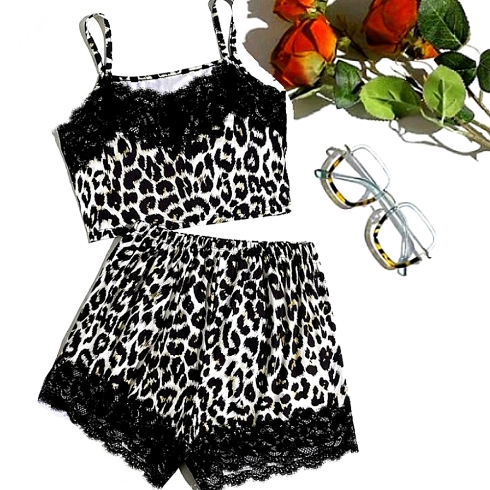 "Natural Instincts" Eyelash Leopard Pajama Set